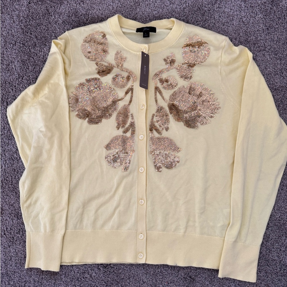 J Crew cardigan with sequin embellishments size L NWT